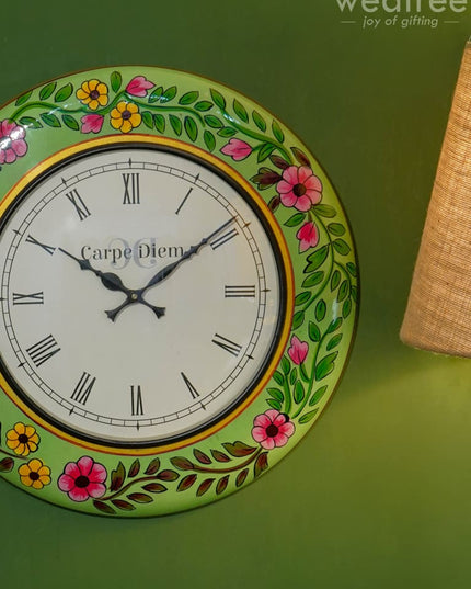 Wall Clock - Hand Painted Floral Design (18 Inch) Wl0430 Clocks