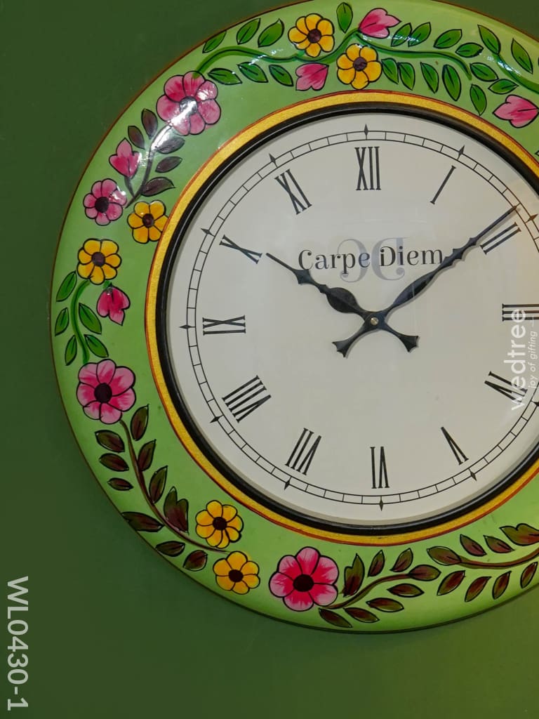 Wall Clock - Hand Painted Floral Design (18 Inch) Wl0430 Clocks