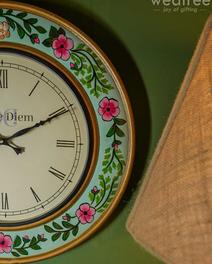 Wall Clock - Hand Painted Floral Design (18 Inch) Wl0430 Clocks