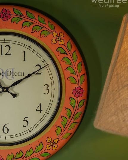 Wall Clock - Hand Painted Floral Design (18 Inch) Wl0430 Clocks