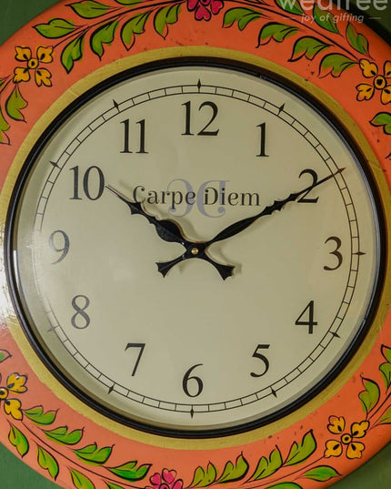 Wall Clock - Hand Painted Floral Design (18 Inch) Wl0430 Clocks