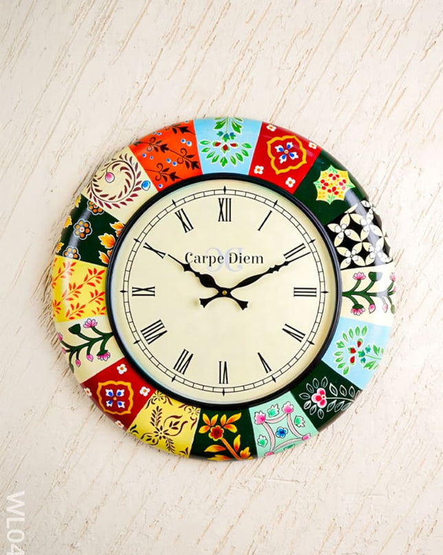 Wall Clock - Multicolour Hand Painted (18 inch) - WL0436 - Wall Clocks