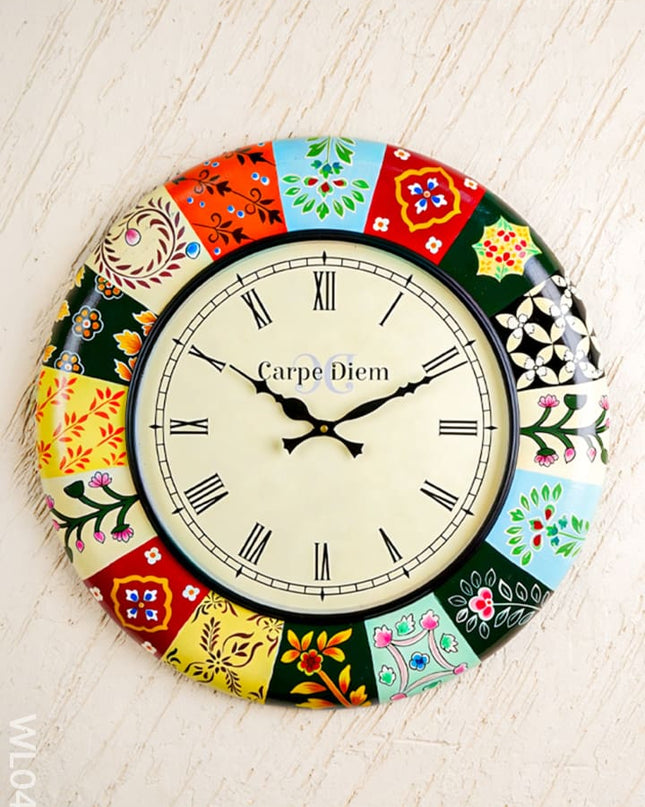Wall Clock - Multicolour Hand Painted (18 inch) - WL0436 - Wall Clocks