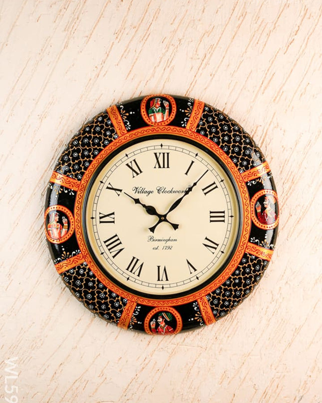 Wall Clock - Painted with Floral Design - 18 inch - WL5907 - Wall Clocks