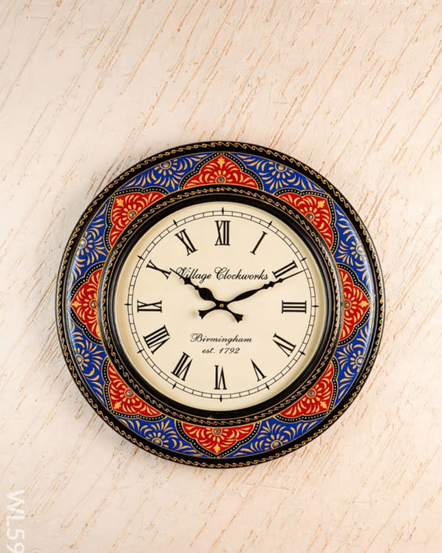 Wall Clock - Painted with Floral Design - 18 inch - WL5912 - Wall Clocks
