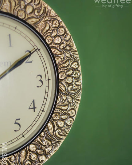 Wall Clocks -Embossed Brass With Floral Design (12 Inches) - Wl3829 Clocks