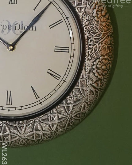 Wall Clock With Floral Embossing (12 Inch) - Wl2631 Clocks