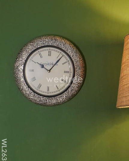 Wall Clock With Floral Embossing (12 Inch) - Wl2631 Clocks