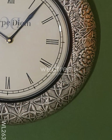 Wall Clock With Floral Embossing (12 Inch) - Wl2631 Clocks