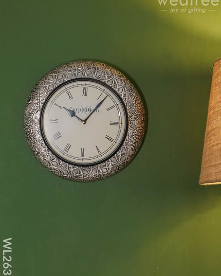 Wall Clock With Floral Embossing (12 Inch) - Wl2631 Clocks