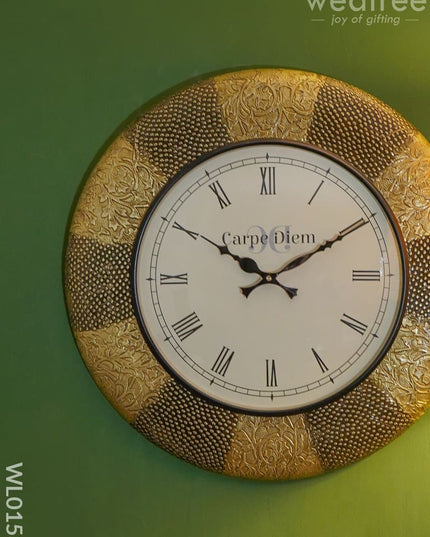 Wall Clocks - Embossed Brass With Brown And Gold Swan Design (18 Inch) Wl0153 Clocks