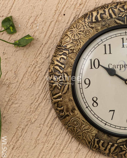 Wall Clocks - Embossed Brass with Elephant Design - 12 inch - WL5086 Wall Clocks