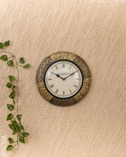 Wall Clocks - Embossed Brass with Floral Design - 12 inch - WL5080 Wall Clocks