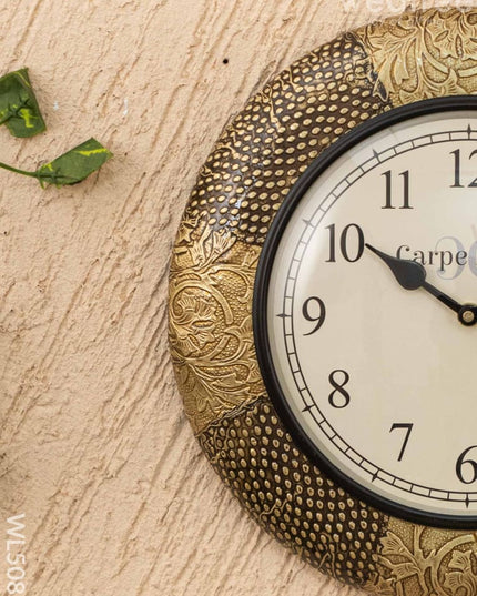 Wall Clocks - Embossed Brass with Floral Design - 12 inch - WL5081 Wall Clocks