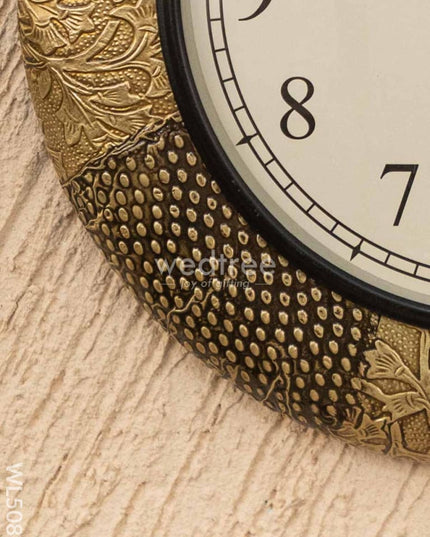 Wall Clocks - Embossed Brass with Floral Design - 12 inch - WL5081 Wall Clocks