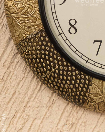 Wall Clocks - Embossed Brass with Floral Design - 12 inch - WL5081 Wall Clocks