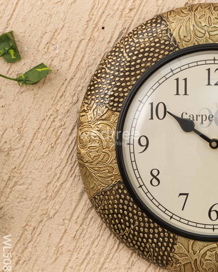 Wall Clocks - Embossed Brass with Floral Design - 12 inch - WL5081 Wall Clocks