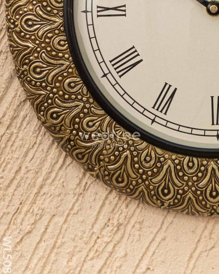 Wall Clocks - Embossed Brass with Floral Design - 12 inch - WL5085 Wall Clocks