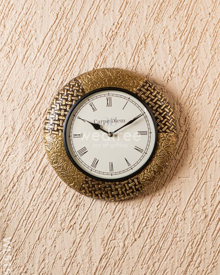 Wall Clocks - Embossed Brass with Floral Design - 12 inch - WL5150 Wall Clocks