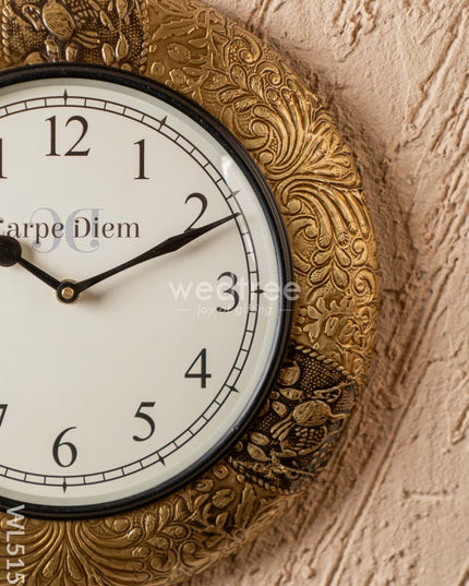 Wall Clocks - Embossed Brass with Floral Design - 12 inch - WL5151 Wall Clocks