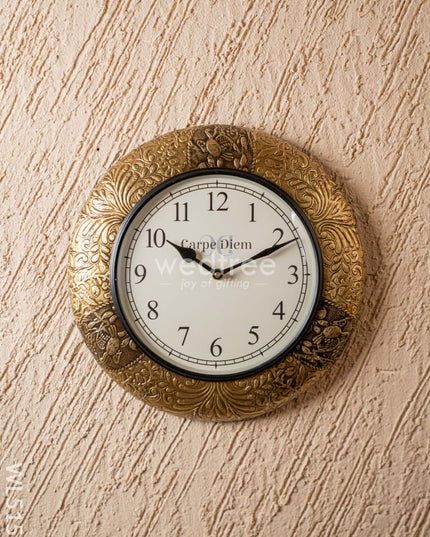Wall Clocks - Embossed Brass with Floral Design - 12 inch - WL5151 Wall Clocks