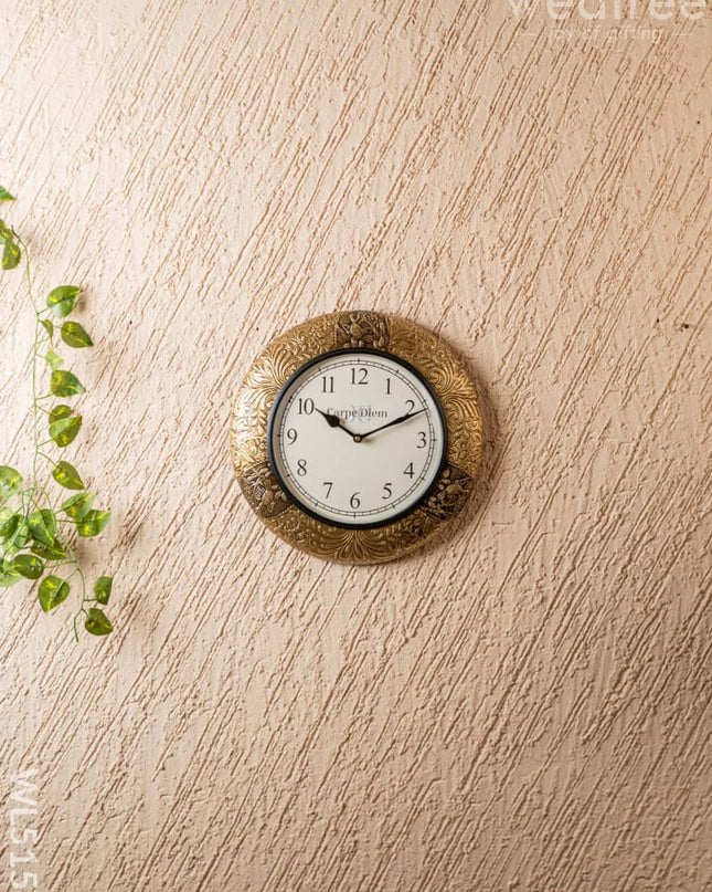 Wall Clocks - Embossed Brass with Floral Design - 12 inch - WL5151 Wall Clocks