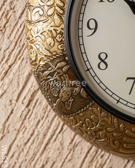 Wall Clocks - Embossed Brass with Floral Design - 12 inch - WL5151 Wall Clocks