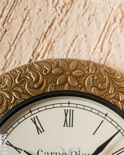 Wall Clocks - Embossed Brass with Floral Design - 12 inch - WL5152 Wall Clocks