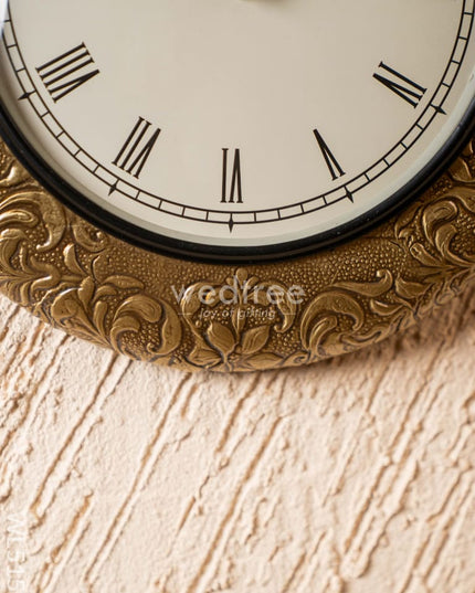 Wall Clocks - Embossed Brass with Floral Design - 12 inch - WL5152 Wall Clocks