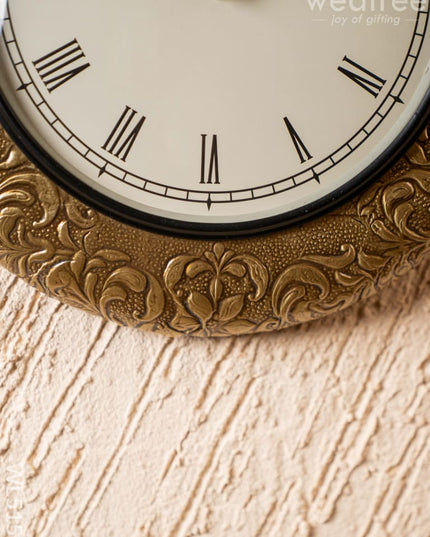 Wall Clocks - Embossed Brass with Floral Design - 12 inch - WL5152 Wall Clocks
