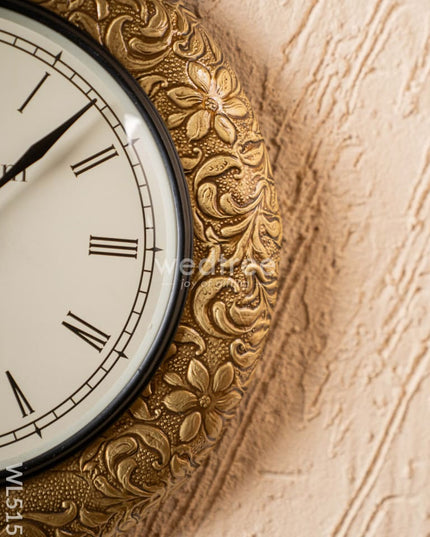 Wall Clocks - Embossed Brass with Floral Design - 12 inch - WL5152 Wall Clocks