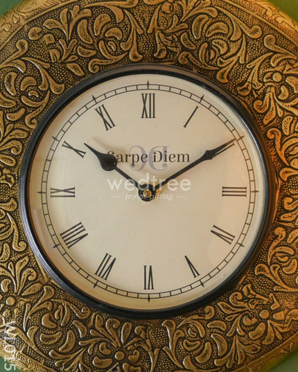 Wall Clocks -Embossed Brass With Floral Design (12 Inches) - Wl0152 Clocks
