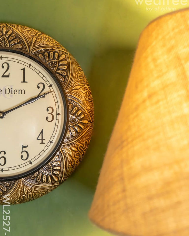 Wall Clocks -Embossed Brass With Floral Design (12 Inches) - Wl2527-2 Clocks