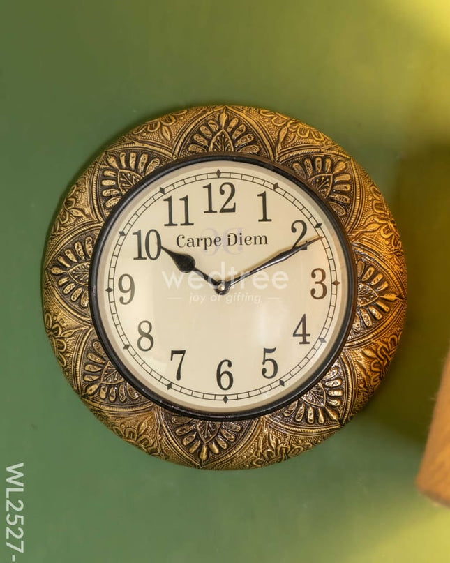 Wall Clocks -Embossed Brass With Floral Design (12 Inches) - Wl2527-2 Clocks