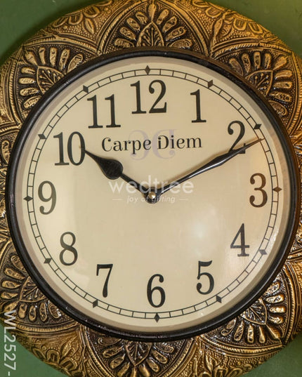 Wall Clocks -Embossed Brass With Floral Design (12 Inches) - Wl2527-2 Clocks