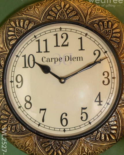 Wall Clocks -Embossed Brass With Floral Design (12 Inches) - Wl2527-2 Clocks
