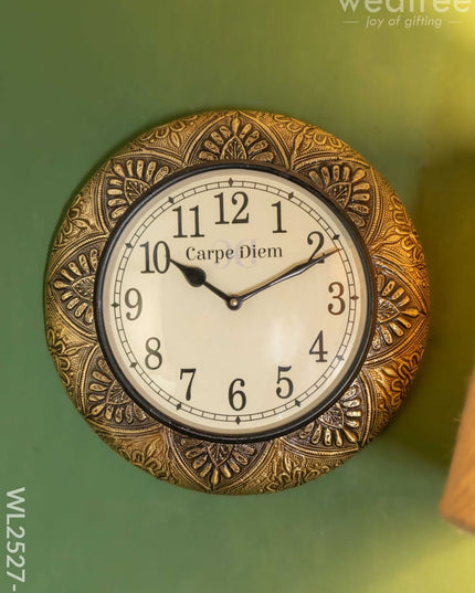 Wall Clocks -Embossed Brass With Floral Design (12 Inches) - Wl2527-2 Clocks