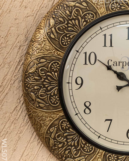 Wall Clocks - Embossed Brass with Floral Design - 18 inch - WL5075 Wall Clocks