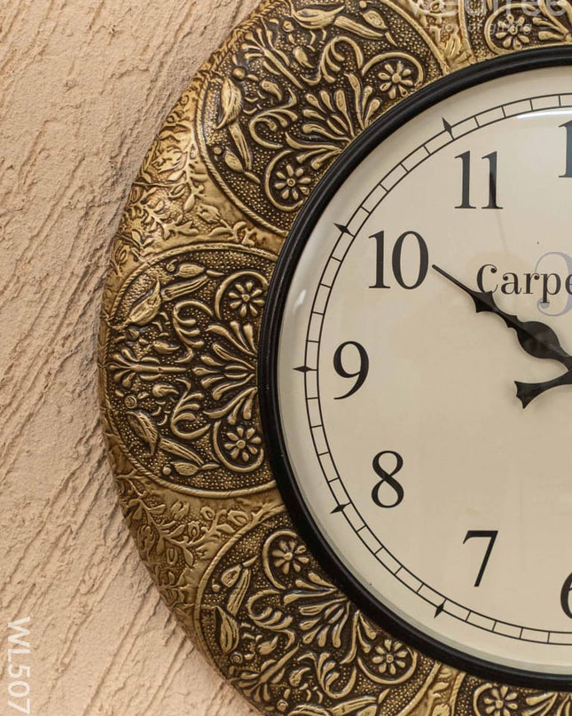Wall Clocks - Embossed Brass with Floral Design - 18 inch - WL5075 Wall Clocks