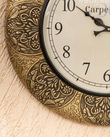 Wall Clocks - Embossed Brass with Floral Design - 18 inch - WL5075 Wall Clocks
