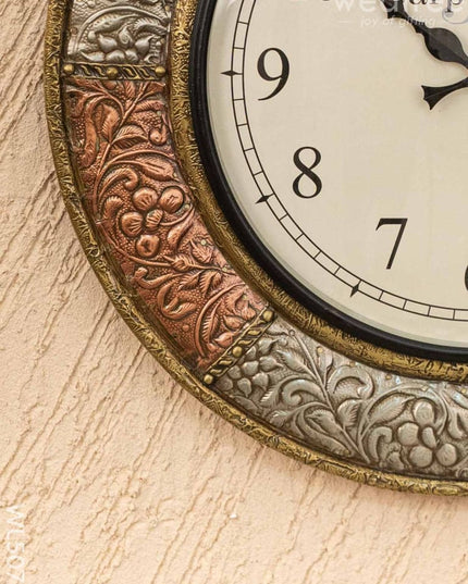 Wall Clocks - Embossed Brass with Floral Design - 18 inch - WL5076 Wall Clocks