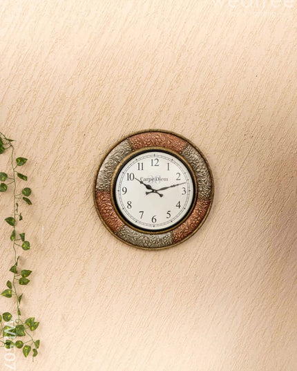 Wall Clocks - Embossed Brass with Floral Design - 18 inch - WL5076 Wall Clocks