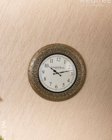 Wall Clocks - Embossed Brass with Floral Design - 18 inch - WL5077 Wall Clocks