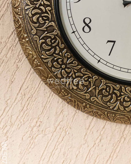 Wall Clocks - Embossed Brass with Floral Design - 18 inch - WL5077 Wall Clocks