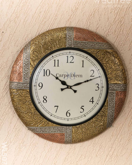 Wall Clocks - Embossed Brass with Floral Design - 18 inch - WL5078 Wall Clocks