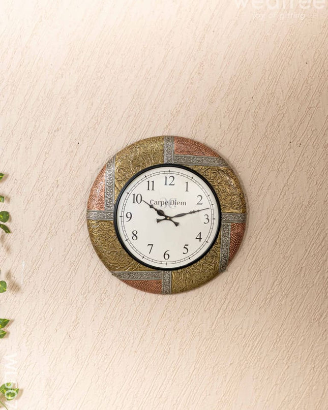 Wall Clocks - Embossed Brass with Floral Design - 18 inch - WL5078 Wall Clocks