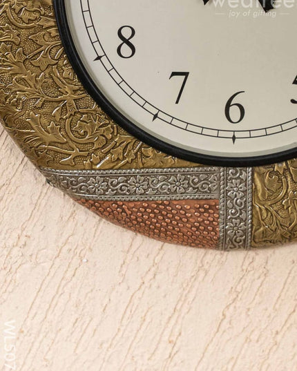 Wall Clocks - Embossed Brass with Floral Design - 18 inch - WL5078 Wall Clocks