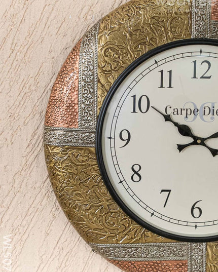 Wall Clocks - Embossed Brass with Floral Design - 18 inch - WL5078 Wall Clocks