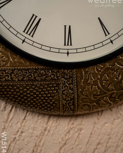 Wall Clocks - Embossed Brass with Floral Design - 18 inch - WL5147 Wall Clocks