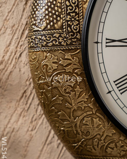 Wall Clocks - Embossed Brass with Floral Design - 18 inch - WL5147 Wall Clocks
